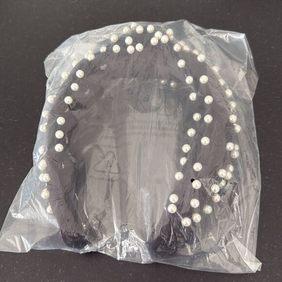 Lele Sadoughi Black Velvet Headband – Embellished with Faux Pearls - Picture 7 of 7